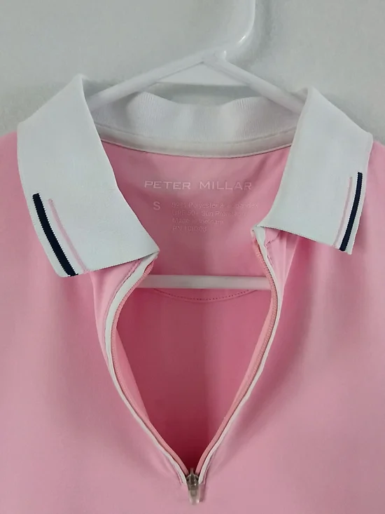 Peter Millar Pink Short Sleeve Polo Women’s Small Quarter Zip Golf Top - Picture 2 of 6